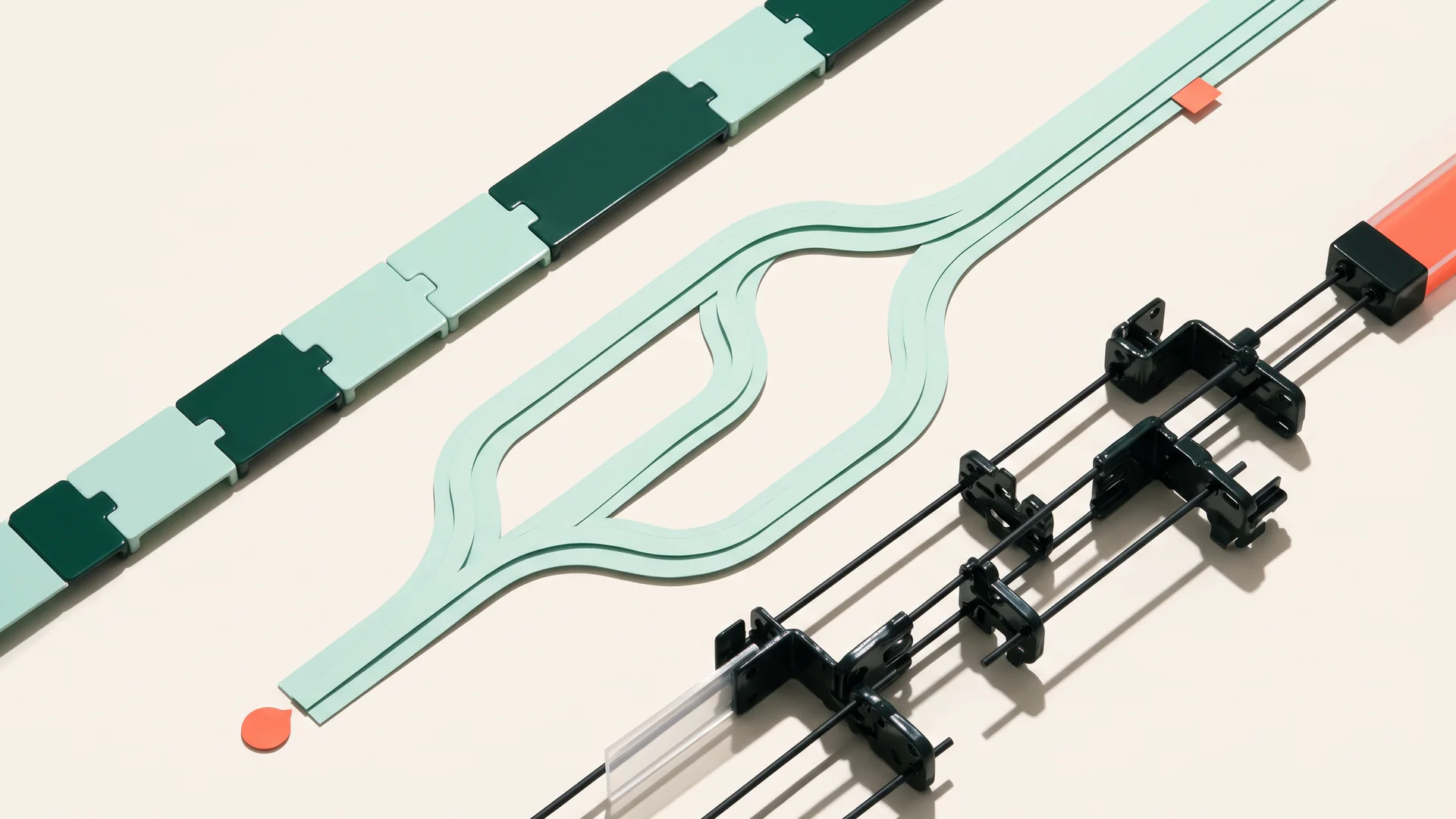 Three contrasting physical routing systems represent different approaches to solving the same automation problem.